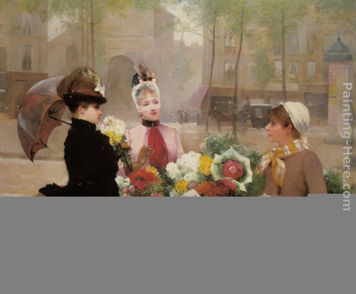 The Flower Seller painting - Louis Marie de Schryver The Flower Seller art painting